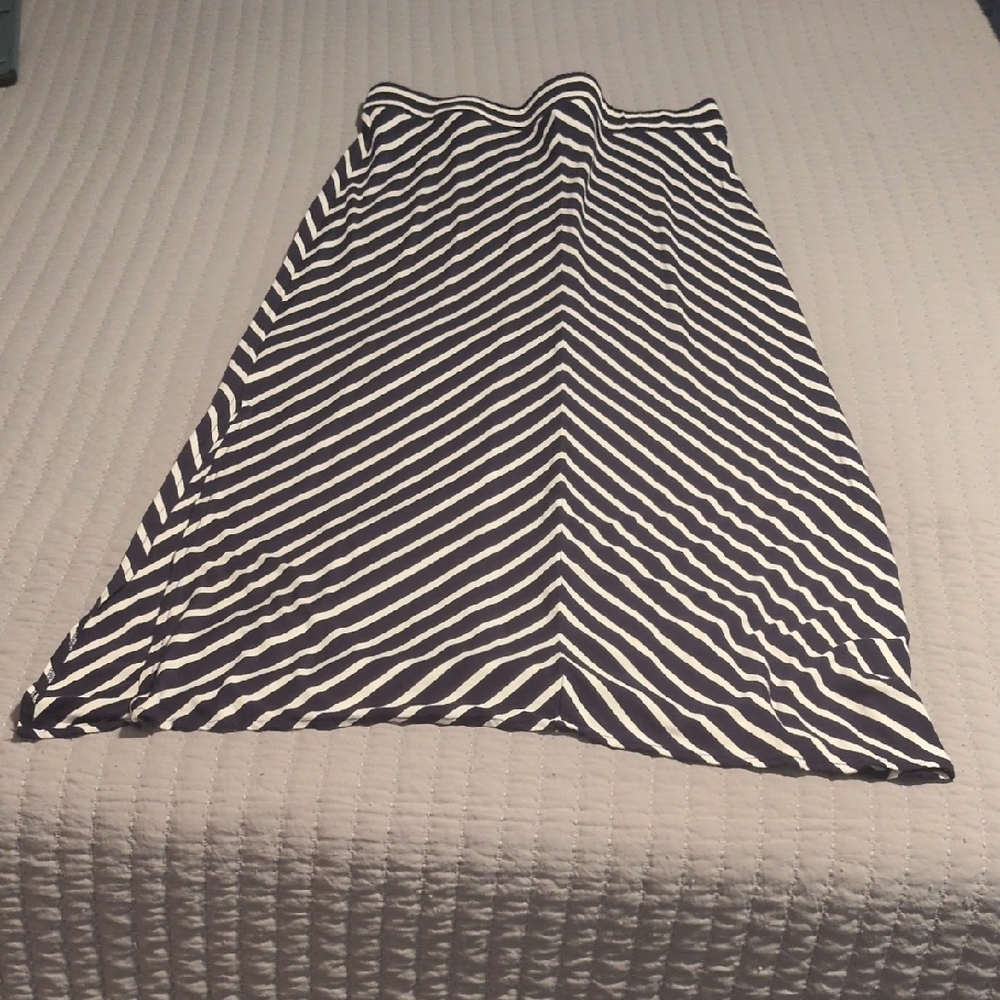 The Limited Navy and White Striped A-Line Skirt